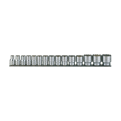 Teng Tools 1/2" Socket Clip Rail Set 12 pt AF 15 Pieces Teng Tools - Town Tools 