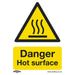 Sealey Warning Safety Sign Danger Hot Surface Rigid Plastic Pack of 10 Sealey - Town Tools 