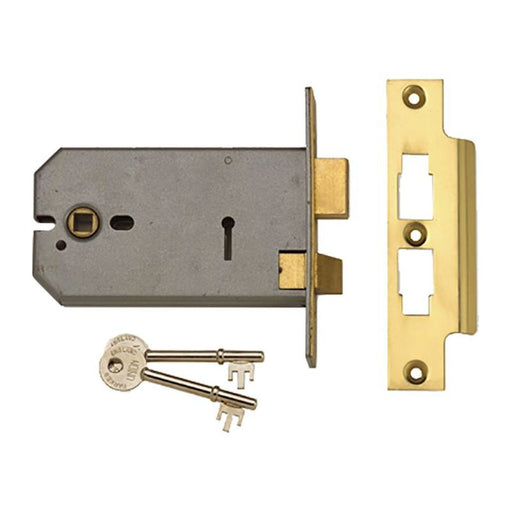 Union 2077-6 3 Lever Horizontal Mortice Lock Polished Brass 149mm UNION - Town Tools