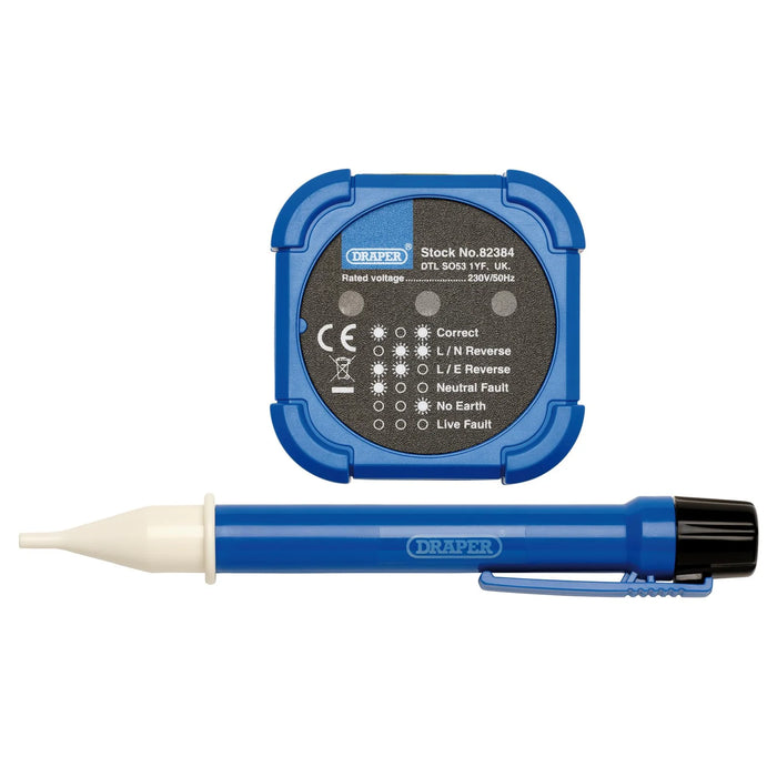 Draper 230V Socket and Voltage Tester Set, 200-600V, 3A - SVT