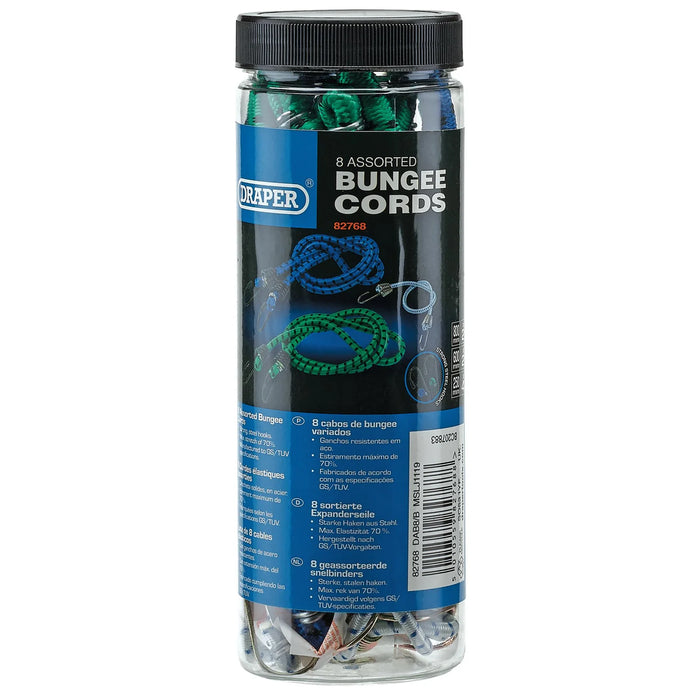 Draper Assorted Bungee Cords (Pack of 8) - DAB8/B