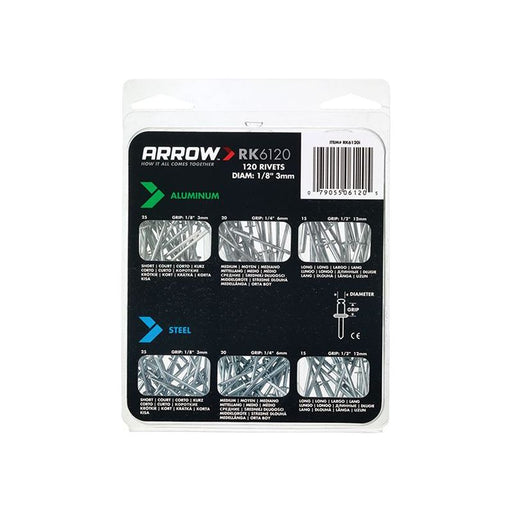 Arrow RK6120 Multi Rivet Pack (120) Arrow - Town Tools