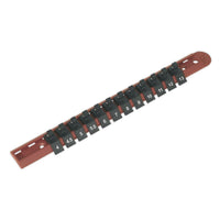 Sealey Premier Premier Socket Retaining Rail with 12 Clips 1/4"Sq Drive AK1412