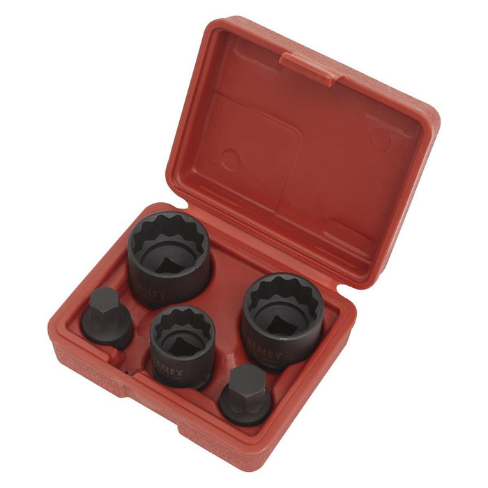 Sealey Impact Hub Socket & Socket Bit Set 5pc 12-Point 1/2"Sq Drive SX053 Sealey - Town Tools 