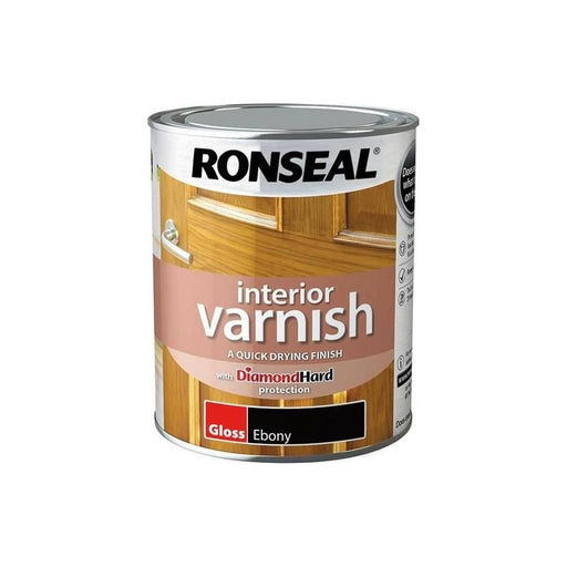 Ronseal Interior Varnish Quick Dry Gloss Ebony 750ml Ronseal - Town Tools