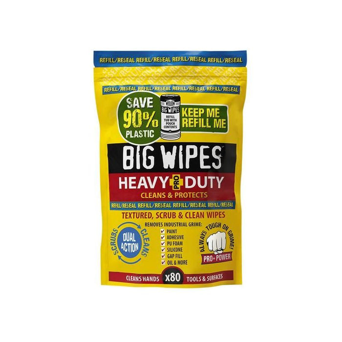 Big Wipes Heavy-Duty Pro+ Antiviral Wipes (Refill Pouch 80 Wipes) Big Wipes - Town Tools