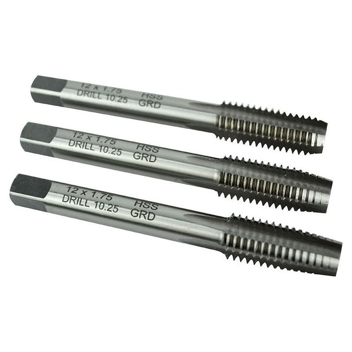 Faithfull HSS Straight Flute Tap Set M12 x 1.75, 3 Piece Faithfull - Town Tools