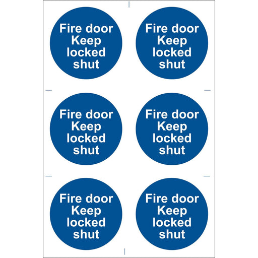 Draper Fire Door Keep Locked' Mandatory Sign (Pack of 6) 72120 Draper - Town Tools 