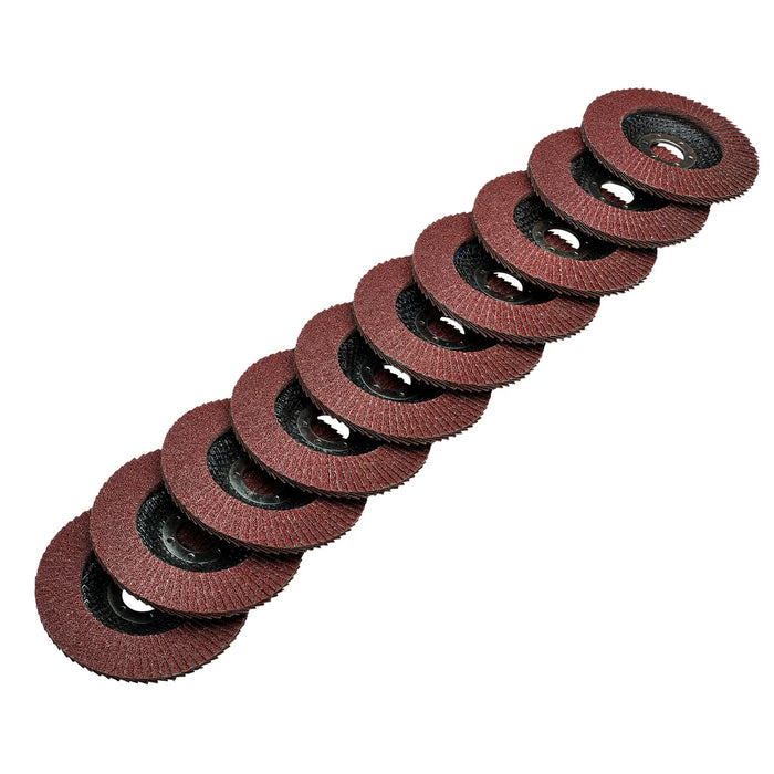 Draper Aluminium Oxide Flap Discs, 115 x 22.23mm, 60 Grit (Pack of 10) - FDAB115