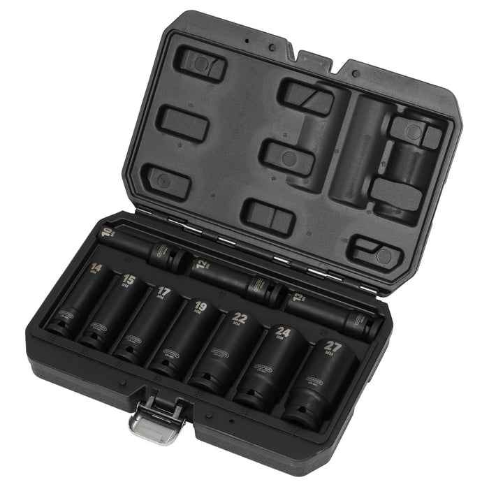 Draper Metric Deep Impact Socket Set, 1/2" Sq. Dr. (10 Piece) - 410D/10/MM