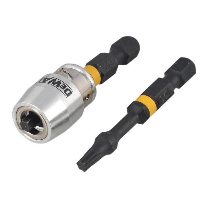 Dewalt Power Tools Impact Torsion Bits TX0 x 50mm (x2) and Magnetic Screwlock Sleeve DeWALT Power Tools - Town Tools