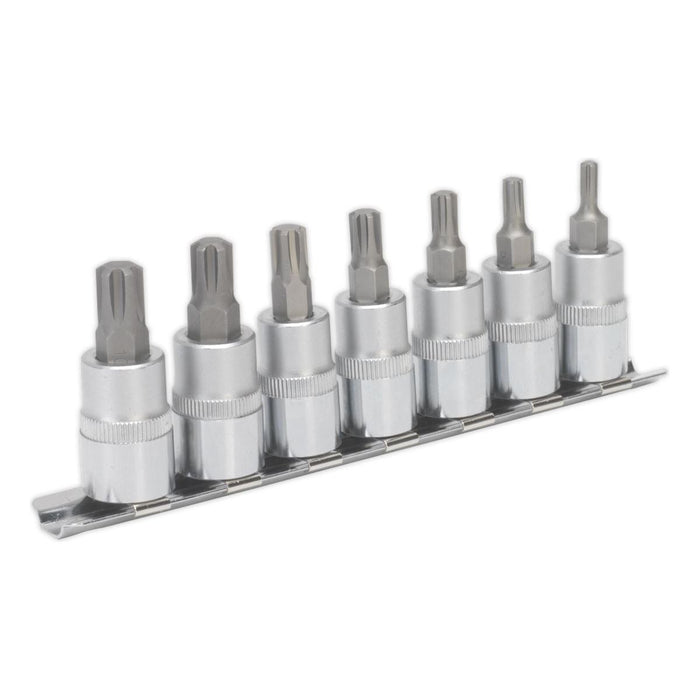 Sealey Ribe Socket Bit Set 7pc 3/8"Sq Drive 50mm AK6232 Sealey - Town Tools 