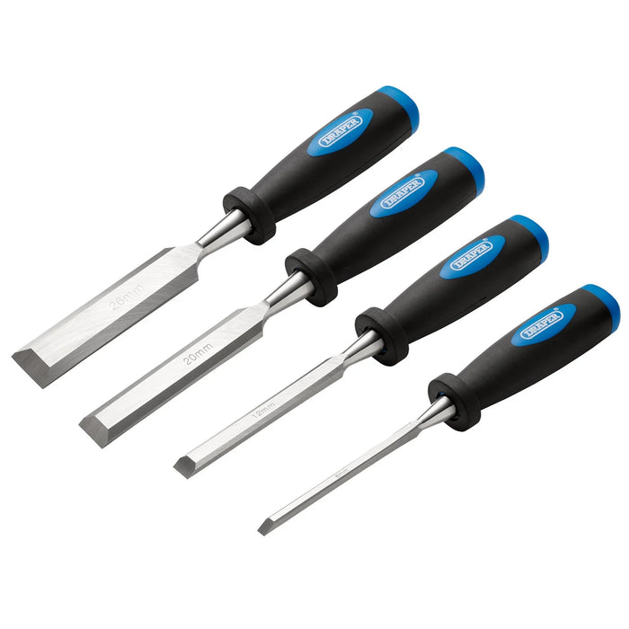 Draper Soft Grip Bevel Edge Wood Chisel Set (4 Piece) - DWCSGSET4