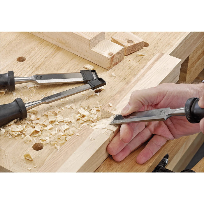 Draper Soft Grip Bevel Edge Wood Chisel Set (4 Piece) - DWCSGSET4