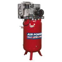 270L Vertical Belt Drive Air Compressor with Cast Cylinders 7.5hp 3ph 2-Stage