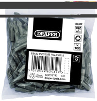 Draper PZ TYPE Insert Bits, 1/4", No.2 (Bag of 100) - PZ2/25/B