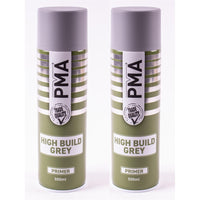 2x High Build Primer - 500ml Spray On Paint - Autotek Grey Aerosol High Coverage