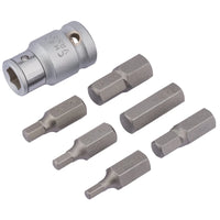 Draper Expert Metric Hexagon Bit Set, 1/2" Sq. Dr. (7 Piece) - 3402/B