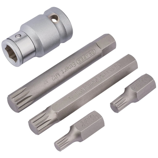 Draper Expert Spline Bit Set, 1/2" Sq. Dr. (5 Piece) - MSB5/B