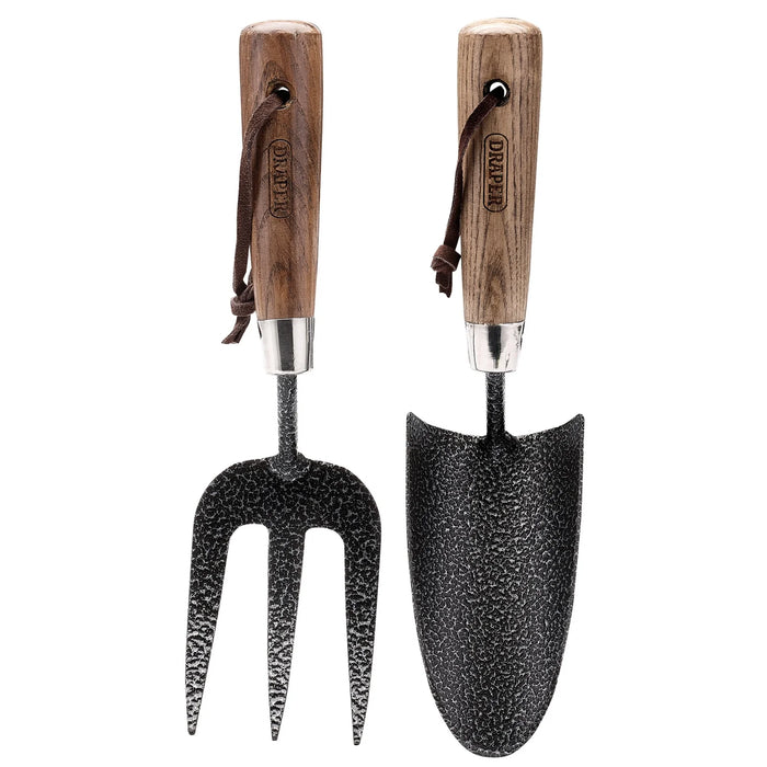 Draper Carbon Steel Heavy Duty Hand Fork and Trowel Set with Ash Handles (2