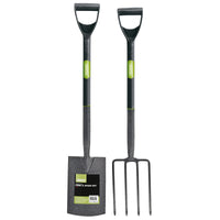 Draper Carbon Steel Garden Fork and Spade Set, Black - DFSCB/SET
