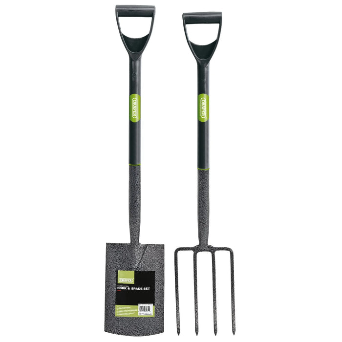 Draper Carbon Steel Garden Fork and Spade Set, Black - DFSCB/SET