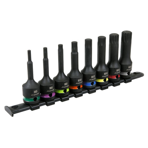 Sealey Premier Premier Spline Impact Socket Bit Set 1/2"Sq Drive 8pc AK56004 Sealey Premier - Town Tools 