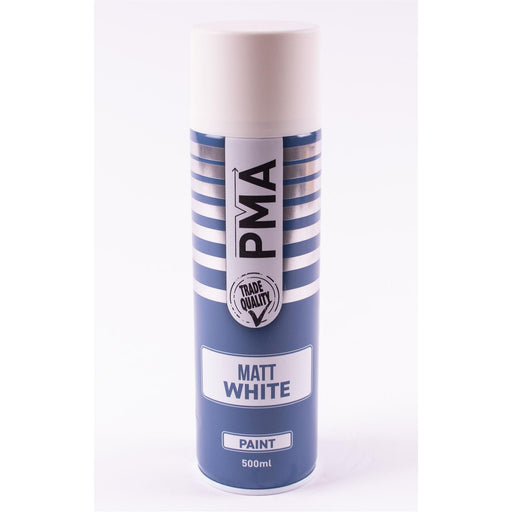 PMA Aerosol Spray Paint Matt White Acrylic High Coverage 500ml PMA - Town Tools 