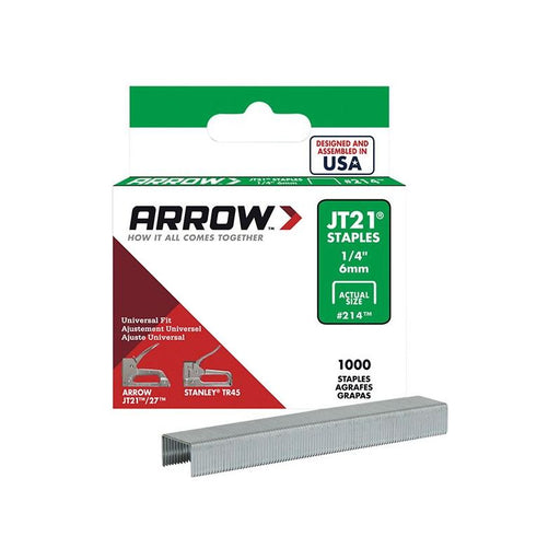 Arrow JT21 T27 Staples 6mm (1/4in) (Box 1000) Arrow - Town Tools
