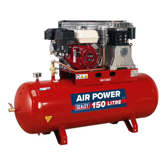 Sealey 150L Belt Drive Air Compressor with Petrol Engine 6.5hp SA1565 Sealey - Town Tools 