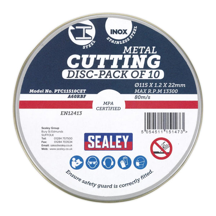 Sealey Cutting Disc115 x 1.2mm22mm Bore Pack of 10 PTC11510CET Sealey - Town Tools 