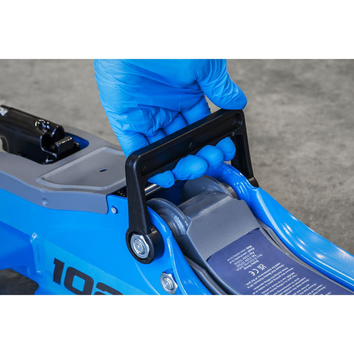 Sealey Low Profile Short Chassis Trolley Jack 2 Tonne - Blue 1020LEB Sealey - Town Tools 