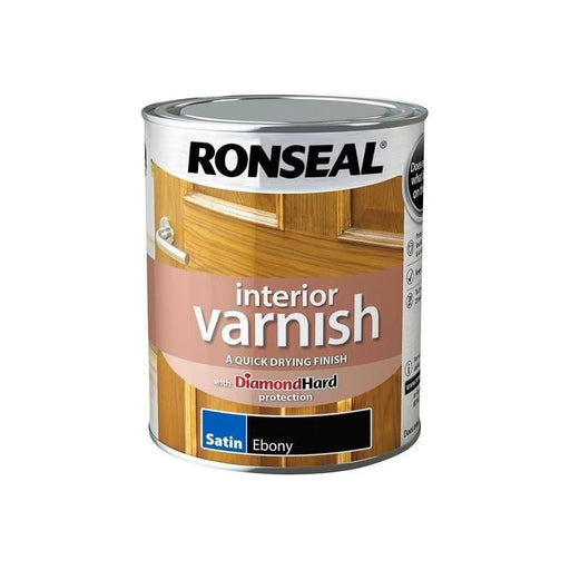 Ronseal Interior Varnish Quick Dry Satin Ebony 750ml Ronseal - Town Tools