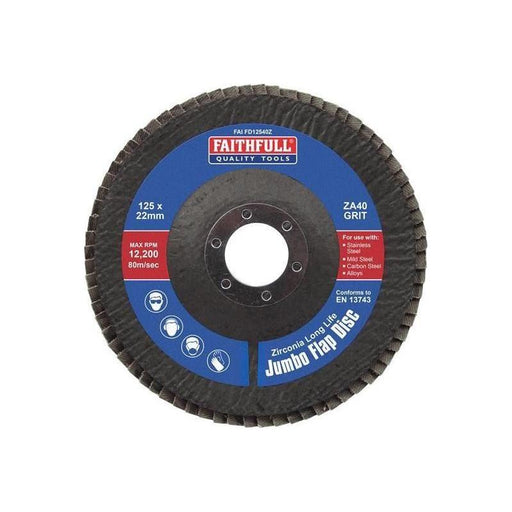 Faithfull Zirconia Abrasive Jumbo Flap Disc ZA40 125mm Faithfull - Town Tools