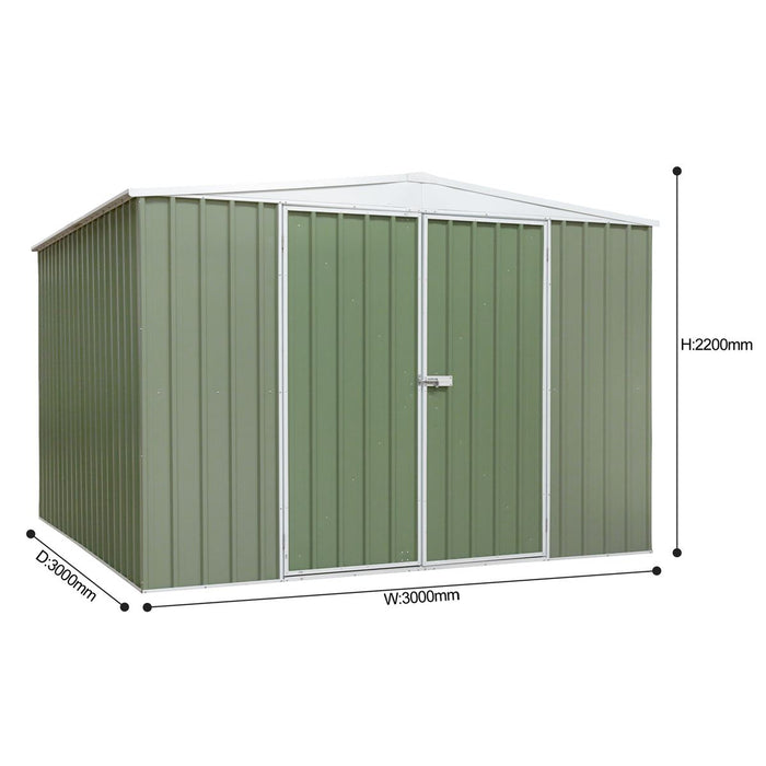 Dellonda Galvanised Steel Metal Garden Shed - Green Dellonda - Town Tools 