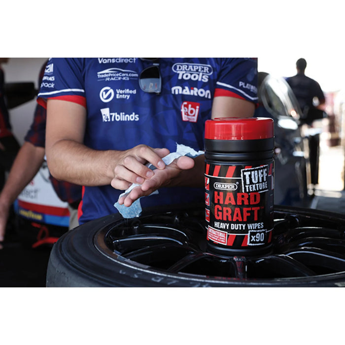 Draper Hard Graft Tuff Texture Heavy Duty Wipes (Tub of 90) - HGW-HD90