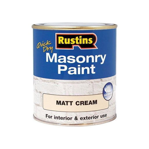 Rustins Quick Dry Masonry Paint Matt Cream 250ml Rustins - Town Tools