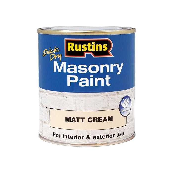 Rustins Quick Dry Masonry Paint Matt Cream 250ml Rustins - Town Tools