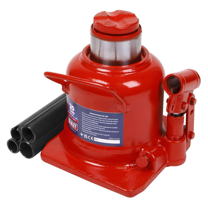 Sealey Low Profile Telescopic Bottle Jack 20 Tonne BJ20LE Sealey - Town Tools 