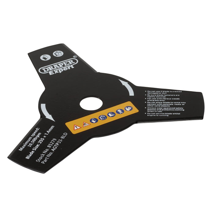 Draper 3-Tooth Brush Cutter Blade, 255mm - AGTP33-BLD