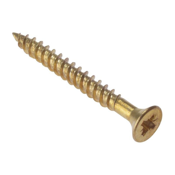 Forgefix General Purpose Pozi Compatible Screw CSK TT Electro Brass 1.1/2in x 8 Box 200 ForgeFix - Town Tools