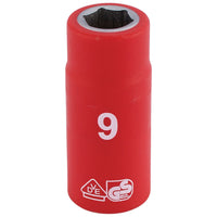 Draper Fully Insulated VDE Socket, 1/4" Sq. Dr., 9mm 31469