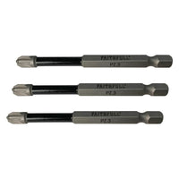 Faithfull Pozidriv Impact Screwdriver Bits PZ3 x 75mm (Pack 3)