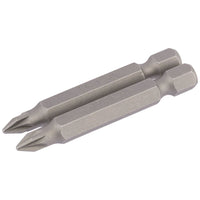 Draper PZ Type Insert Bit, 1/4" Hex, 50mm Long, No.1 (Pack of 2) 64227