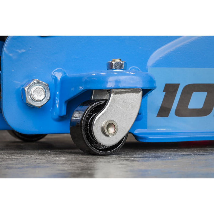 Sealey Low Profile Short Chassis Trolley Jack 2 Tonne - Blue 1020LEB Sealey - Town Tools 