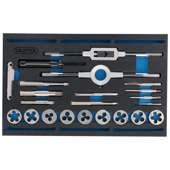 Combination Tap and Die Set - Metric and BSP in EVA Foam Insert Tray (22 Piece) Draper - Town Tools