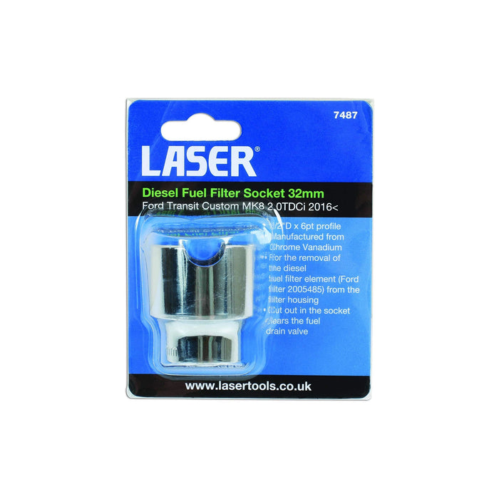 Laser Diesel Fuel Filter Socket 1/2"D 32mm 7487