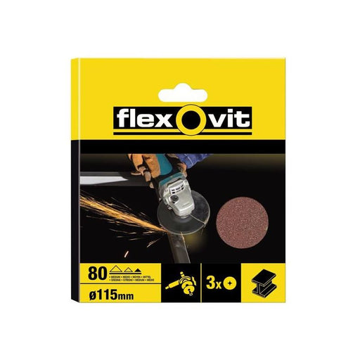Flexovit Aluminium Oxide Fibre Disc 115mm Medium 50G (Pack 3) Flexovit - Town Tools