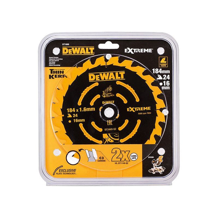 Dewalt Power Tools Cordless Mitre Saw Blade For DCS365 184 x 16mm x 24T DeWALT Power Tools - Town Tools