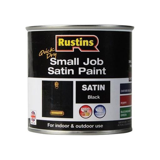 Rustins Quick Dry Small Job Satin Paint Black 250ml Rustins - Town Tools